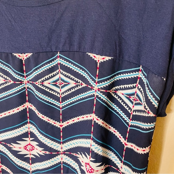 Navy Mixed Material Top - Picture 5 of 6